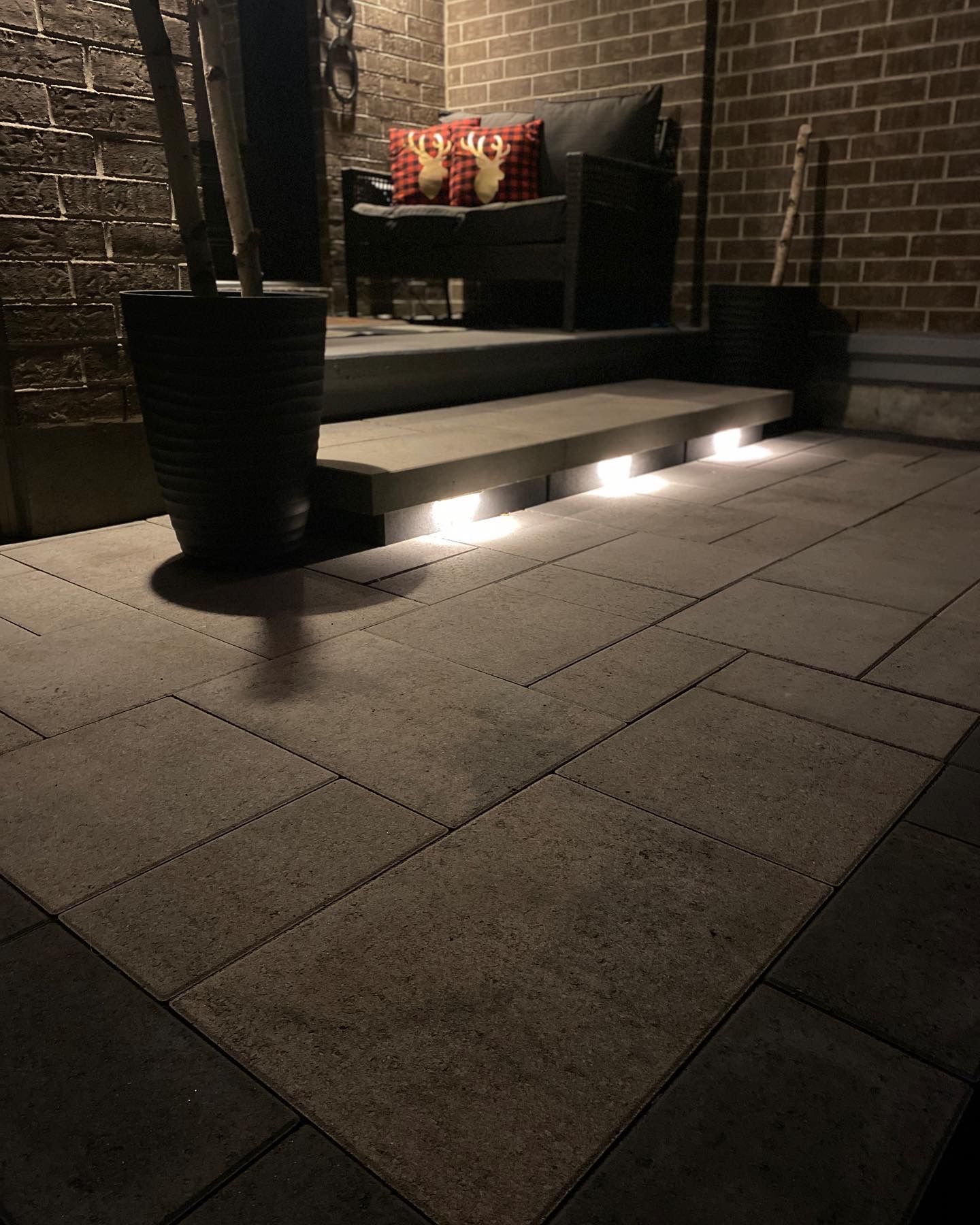 stairs with light installation at night