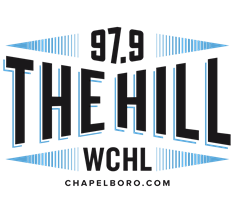 A logo for 97.9 the hill wchl chapelboro.com