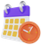 A cartoon illustration of a calendar and a clock