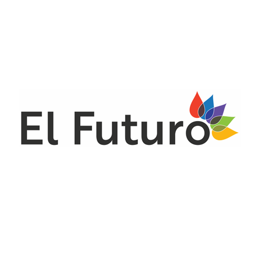A logo for el futuro with colorful leaves on a white background