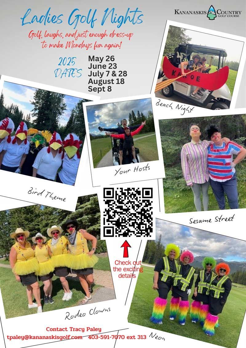 A blue poster for a ladies golf night