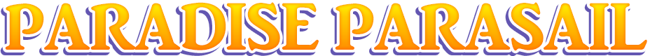 Logo reading “PARADISE PARASAIL” in gold and blue text