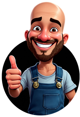 A cartoon man with a beard is smiling and giving a thumbs up.