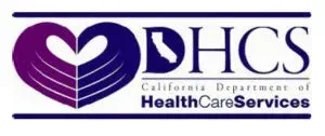 DHCS logo: Heart-shaped hands, California outline, and 