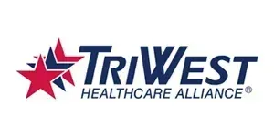 TriWest Healthcare Alliance logo: red and blue stars, dark blue text.