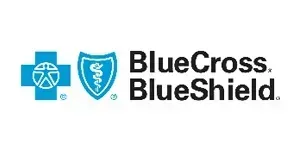 BlueCross BlueShield logo, with a cross and a shield emblem, in blue on a white background.