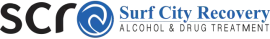 "scr" with a wave logo and "Surf City Recovery Alcohol & Drug Treatment."