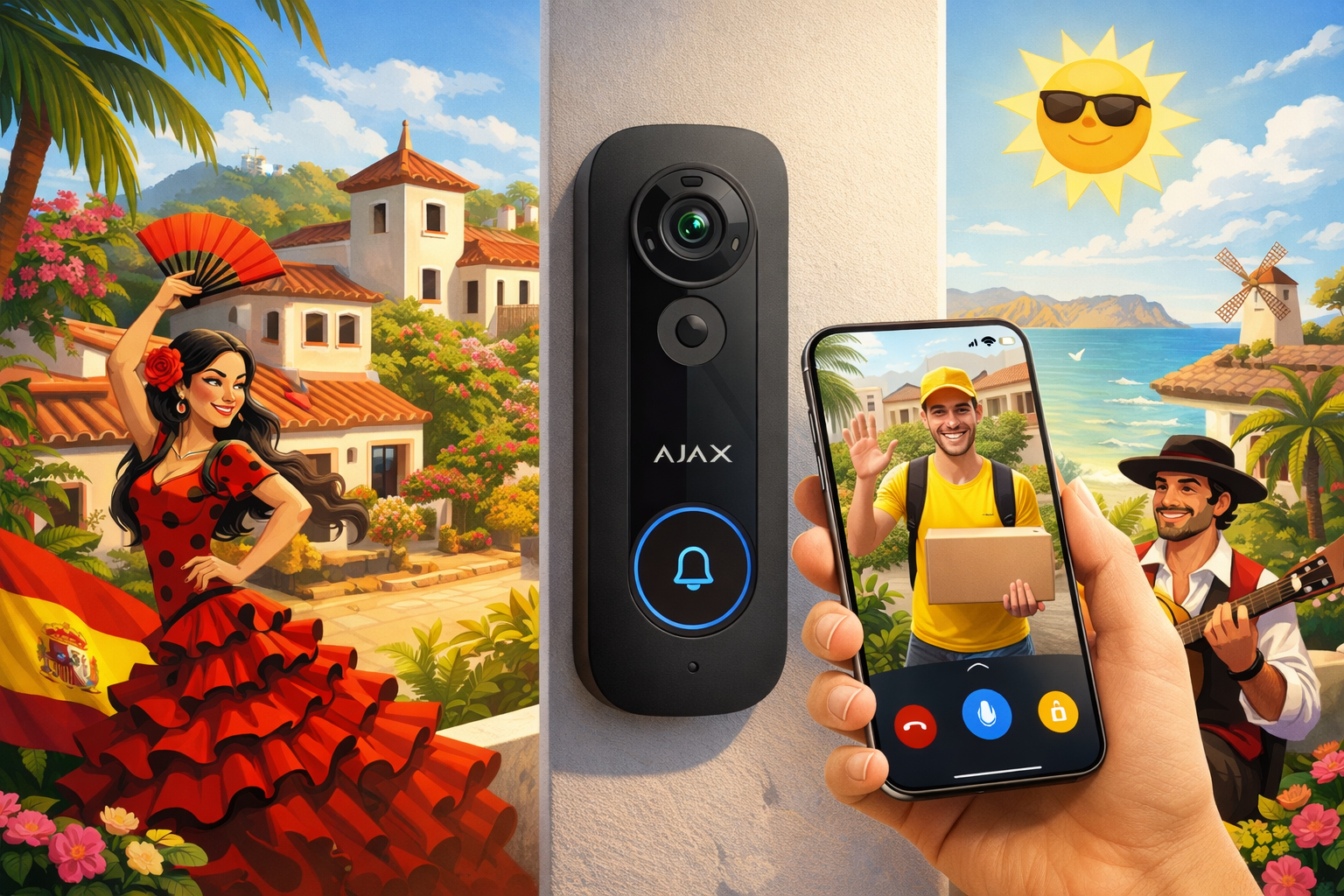 AJAX slimme videodeurbel met AI, bewegingsdetectie en app-beheer