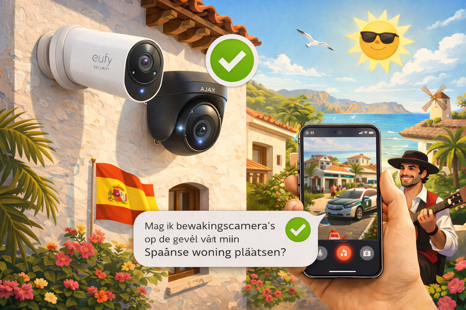 Mag ik bewakingscamera’s op de gevel van mijn Spaanse woning plaatsen
