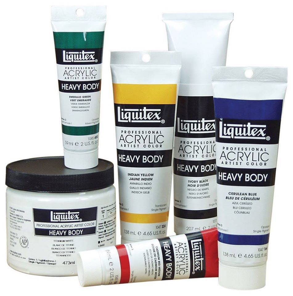 Diversi tubetti di vernice acrilica a massa pesante liquitex