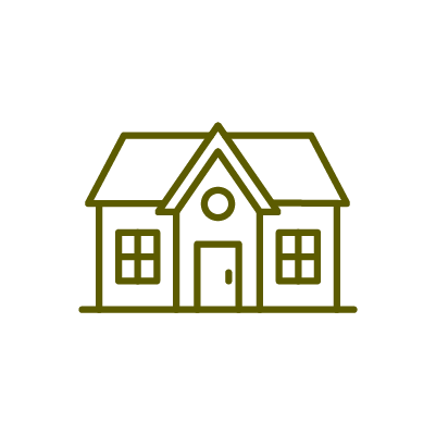 Un dessin au trait d'une maison avec un toit et des fenêtres.