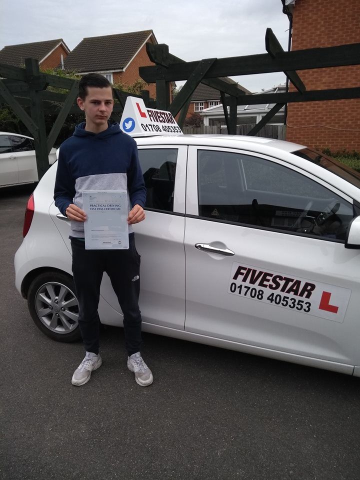 Ollie passed his driving test with Rod in 2018 - FIVESTAR Driver Training