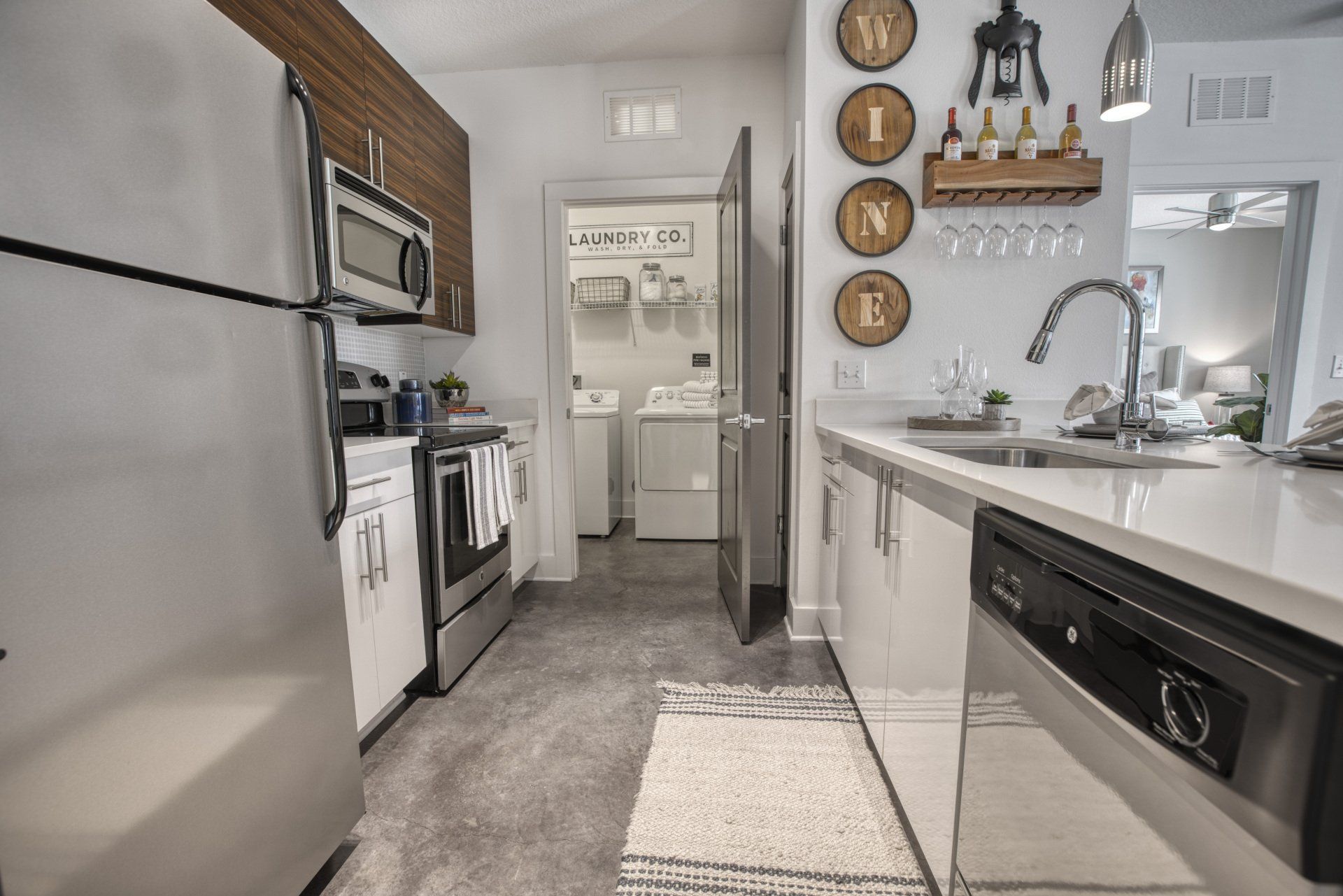 white and brown kitchen at NoHo Flats