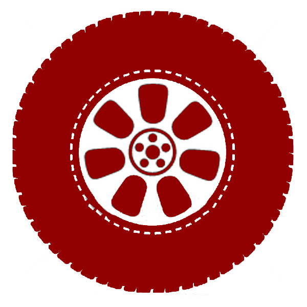 Red tire with white rim.