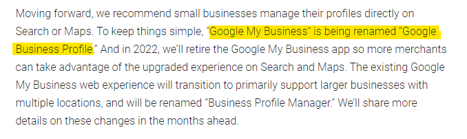 Google announces GMB is to be renamed Google Business Profile'