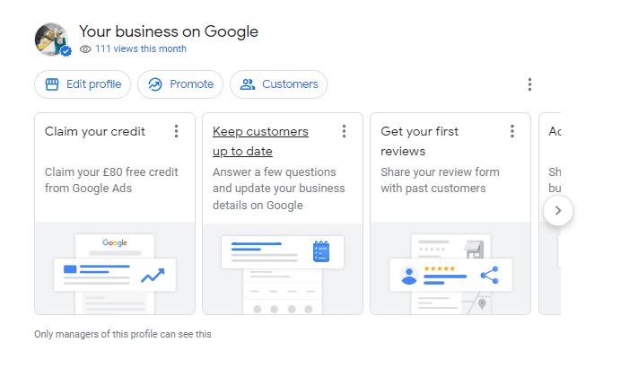 Screenshot of Your business on Google