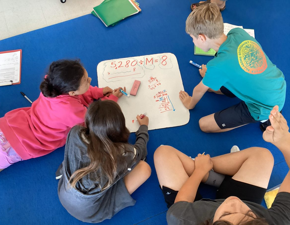 Montessori children working in the classroom