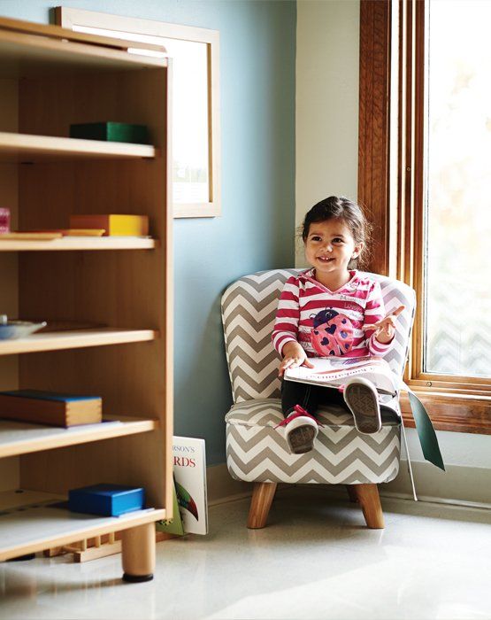 Montessori child reading 