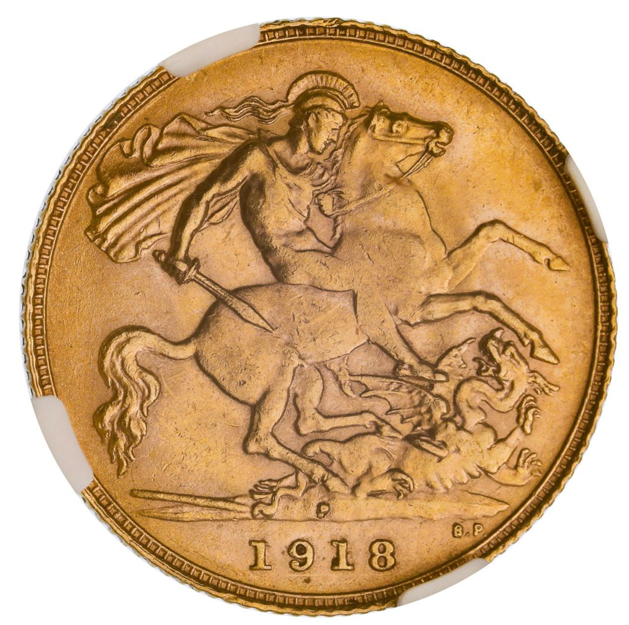 1918-P, Half Sovereign, MS61. Sold $5,307