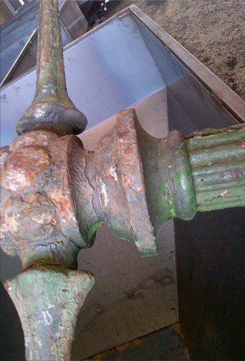 Lamp post before shot blastinng