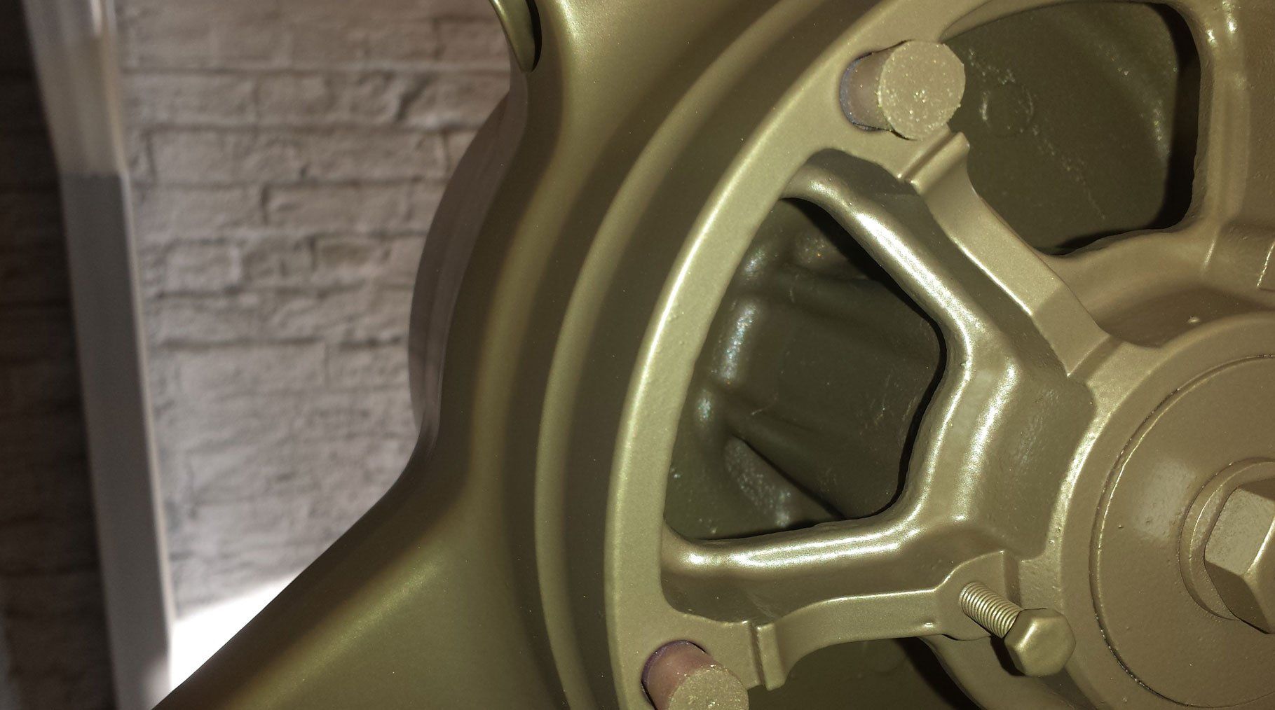 Motor bike wheel powder coatedsatin gold