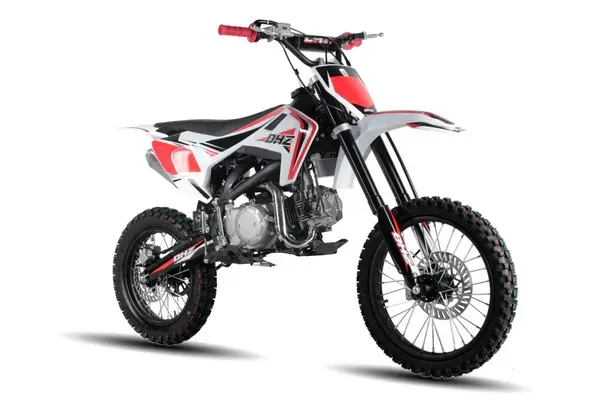 White, Red, and Black Dirt Bike with a Rider-Ready Handlebar — MPE Adventure Quads & Bikes In Thornton, NSW