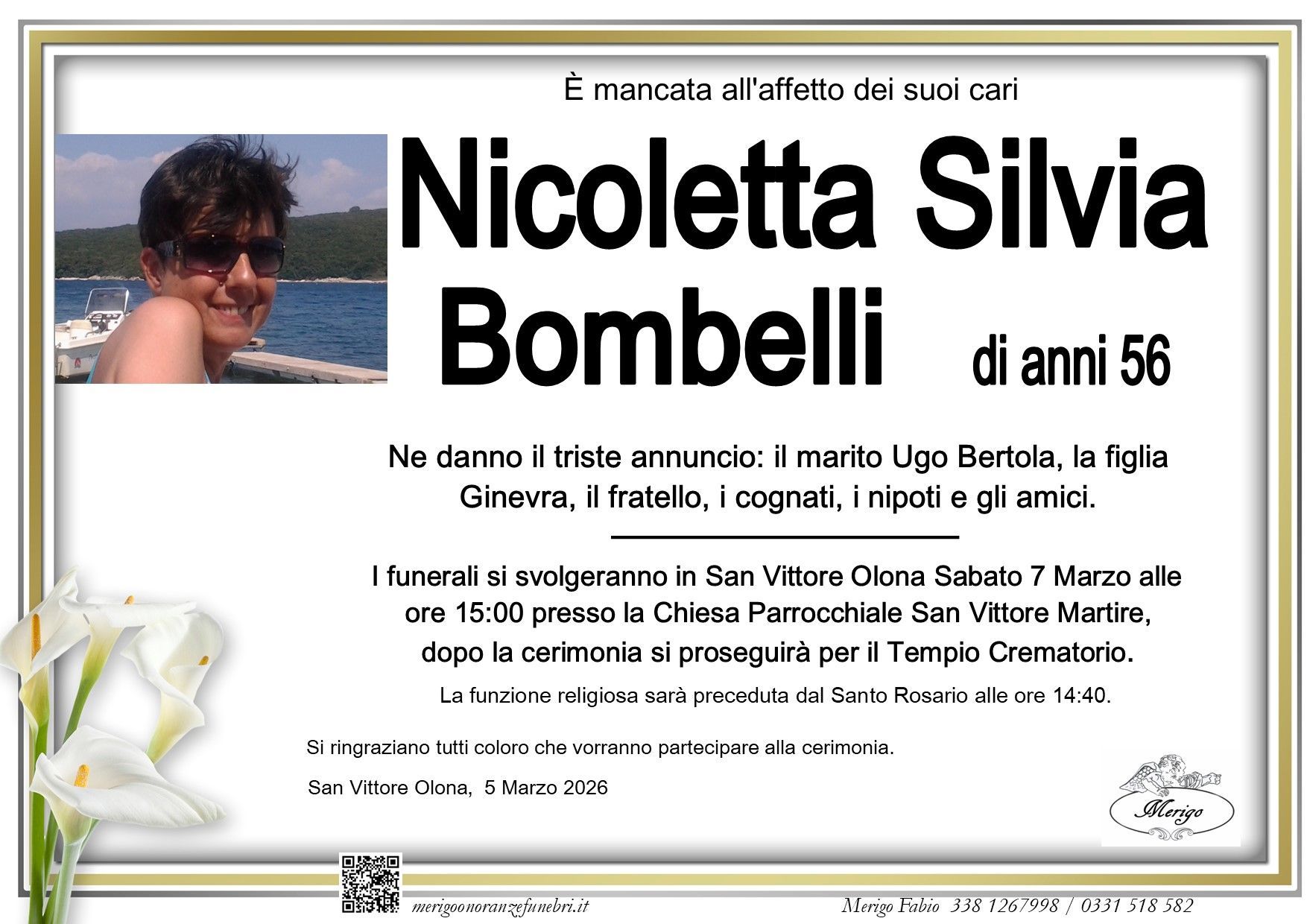 necrologio Nicoletta Silvia Bombelli