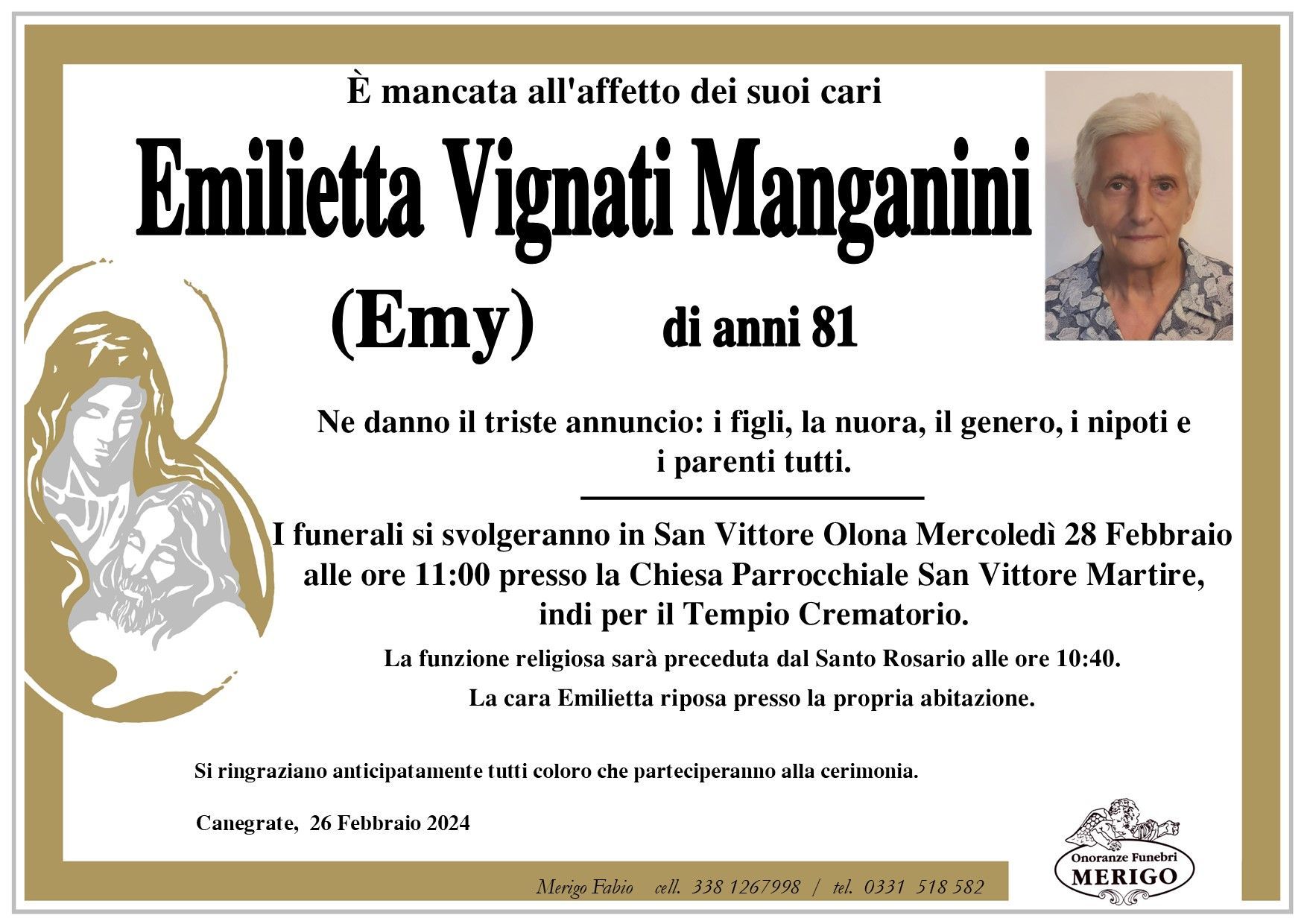 necrologio Emilietta Vignati