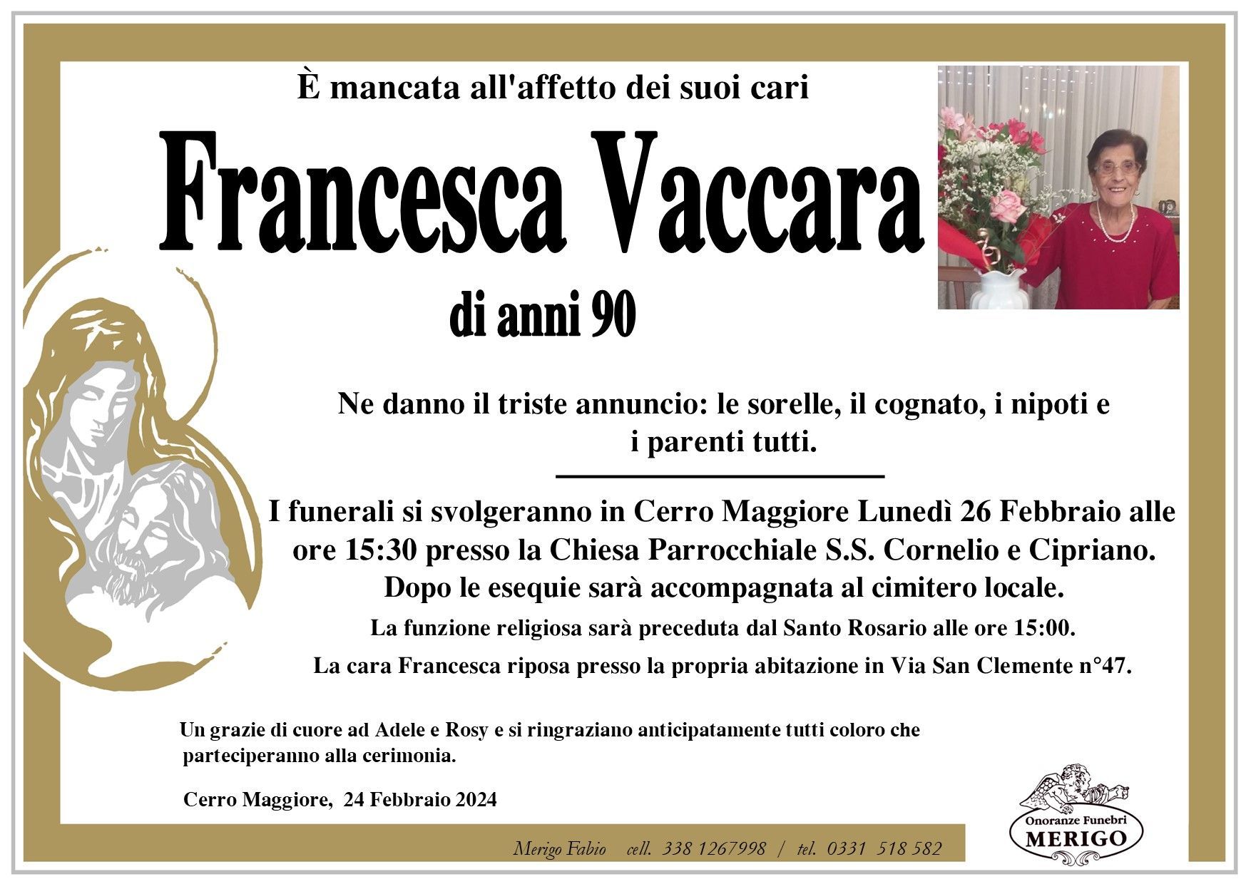 necrologio Francesca Vaccara