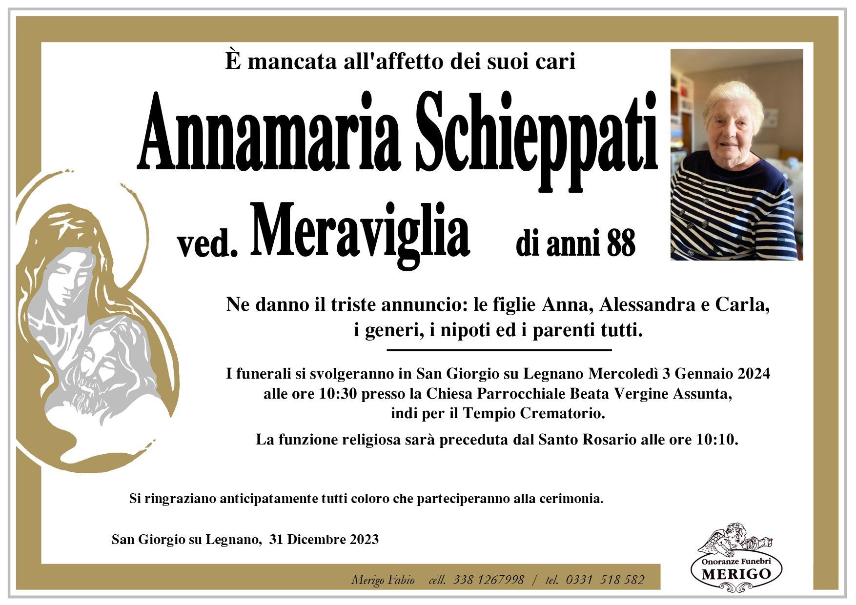 necrologio Annamaria Schieppati