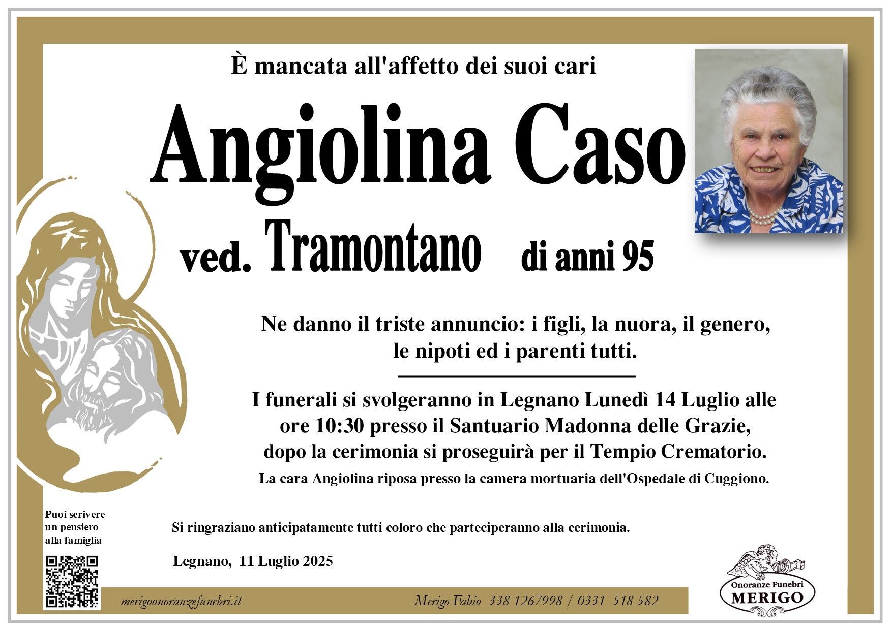 necrologio Angiolina Caso ved. Tramontano