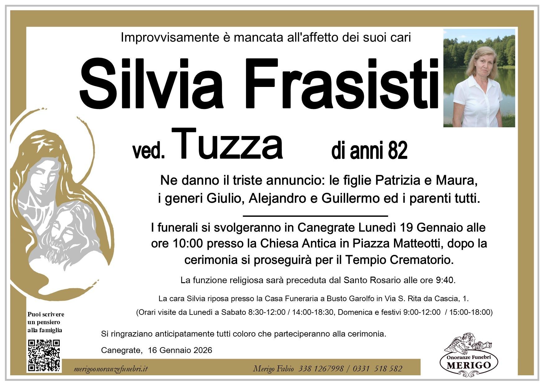 necrologio Silvia Frasisti ved. Tuzza