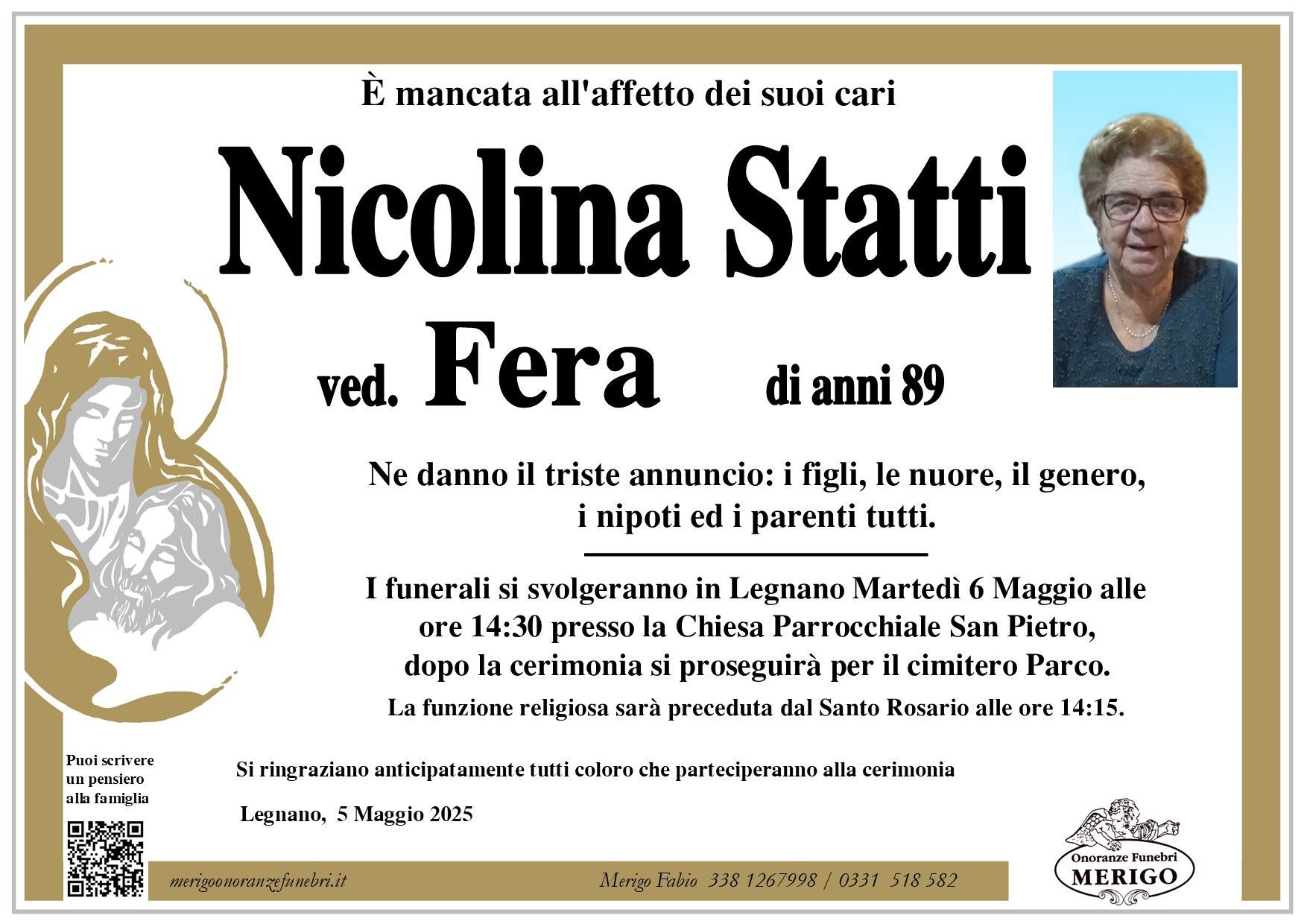 necrologio Nicolina Statti ved. Fera