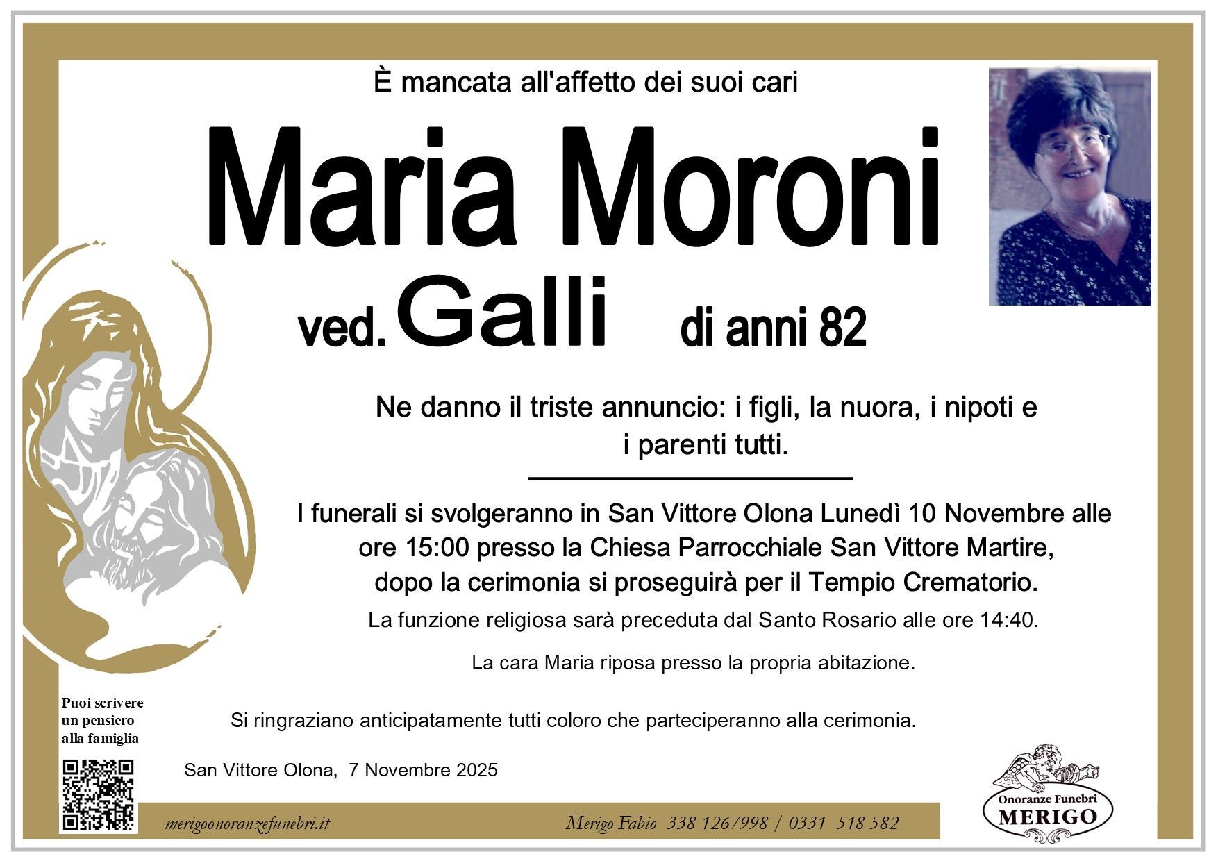 necrologio Maria Moroni ved. Galli
