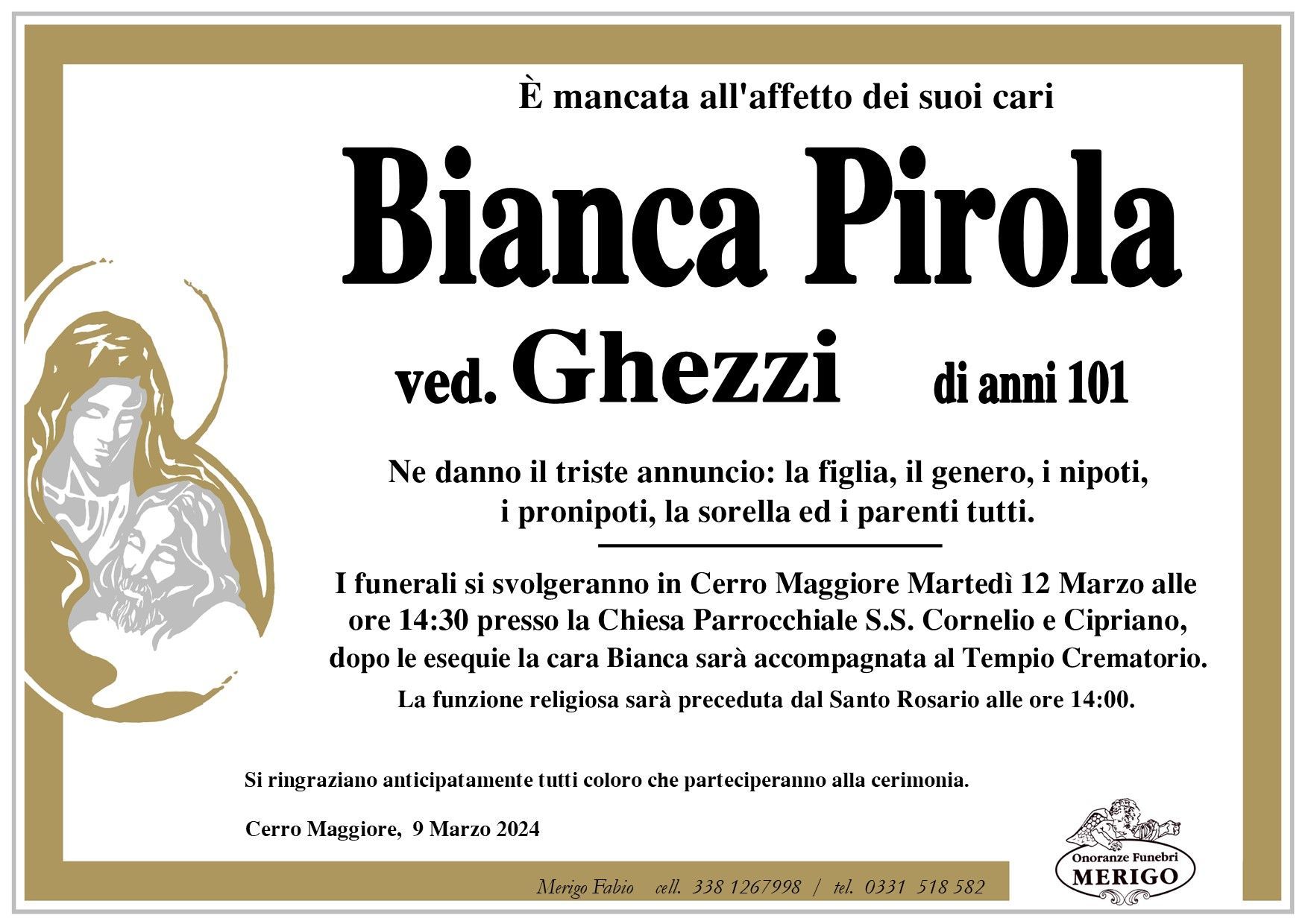 necrologio Bianca Pirola