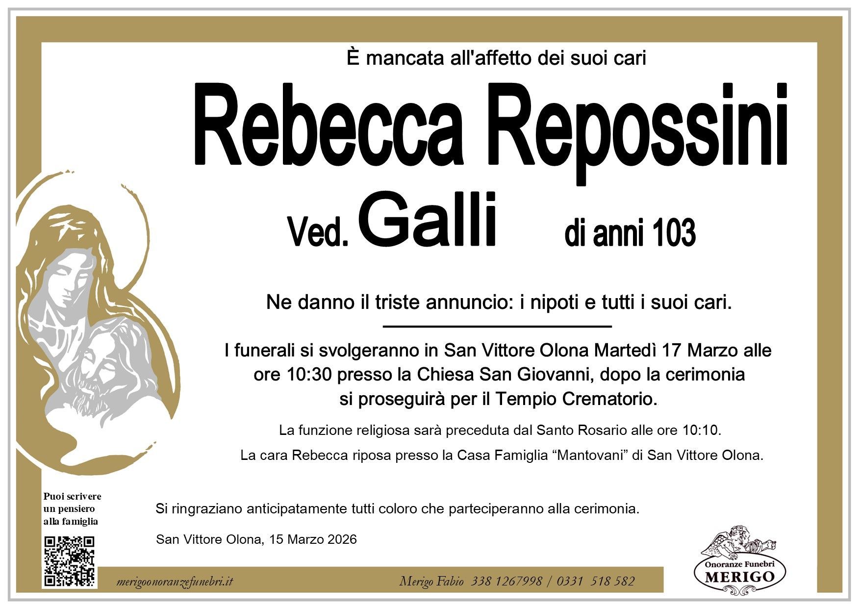 necrologio Rebecca Repossini