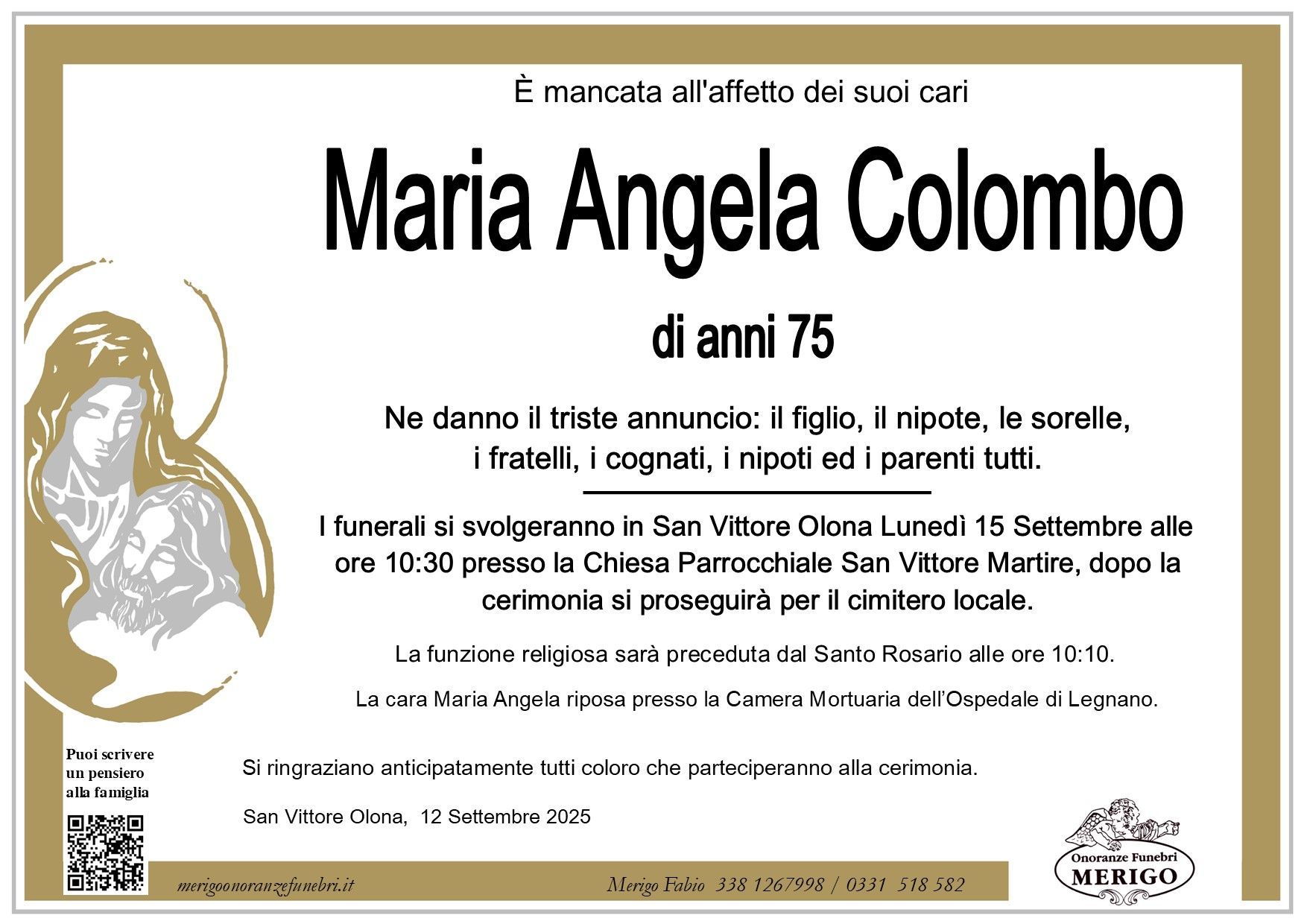 necrologio Maria Angela Colombo