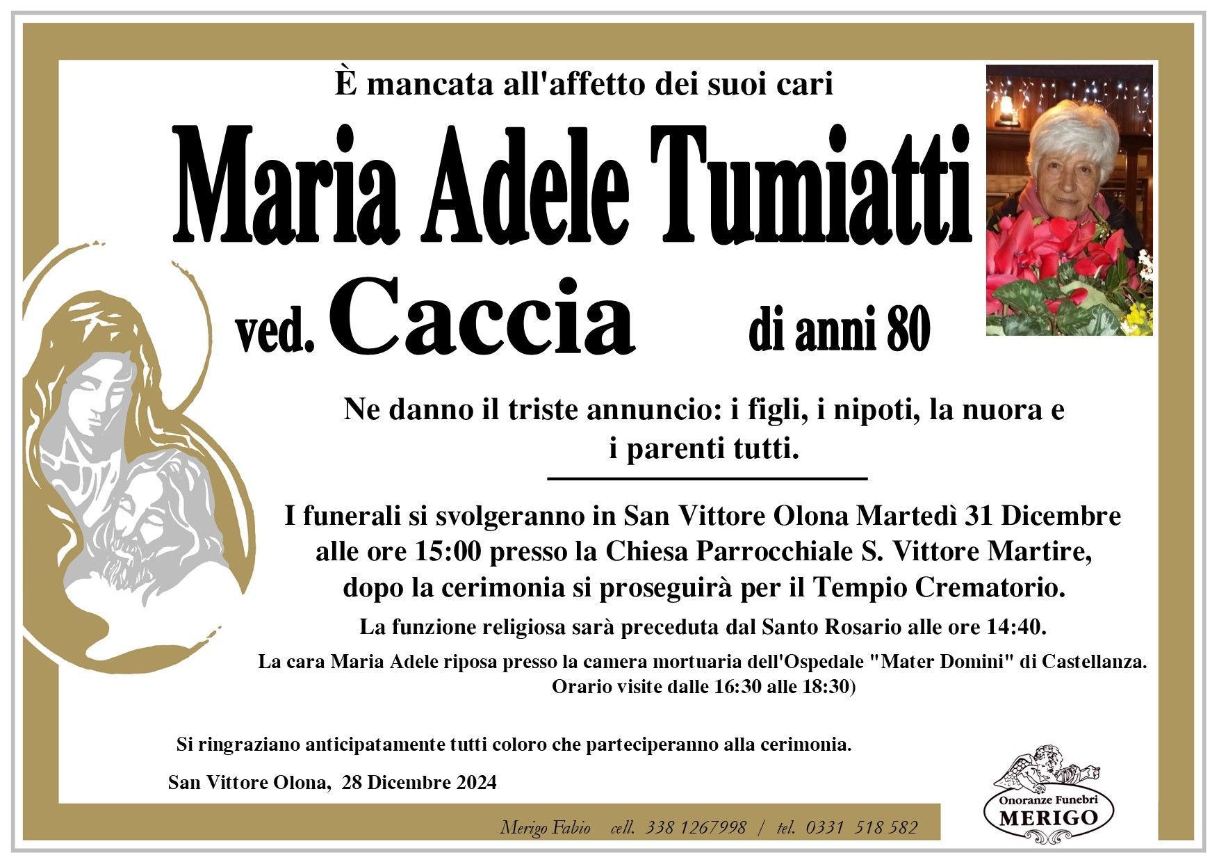 necrologio Maria Adele Tumiatti ved. Caccia
