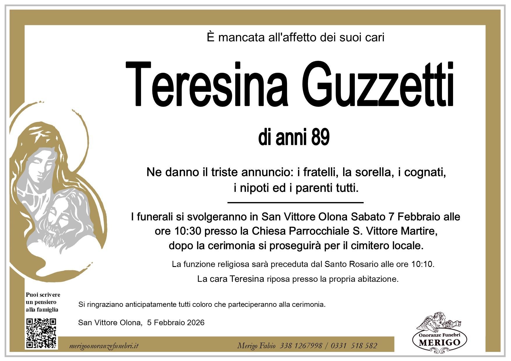 necrologio Teresina Guzzetti