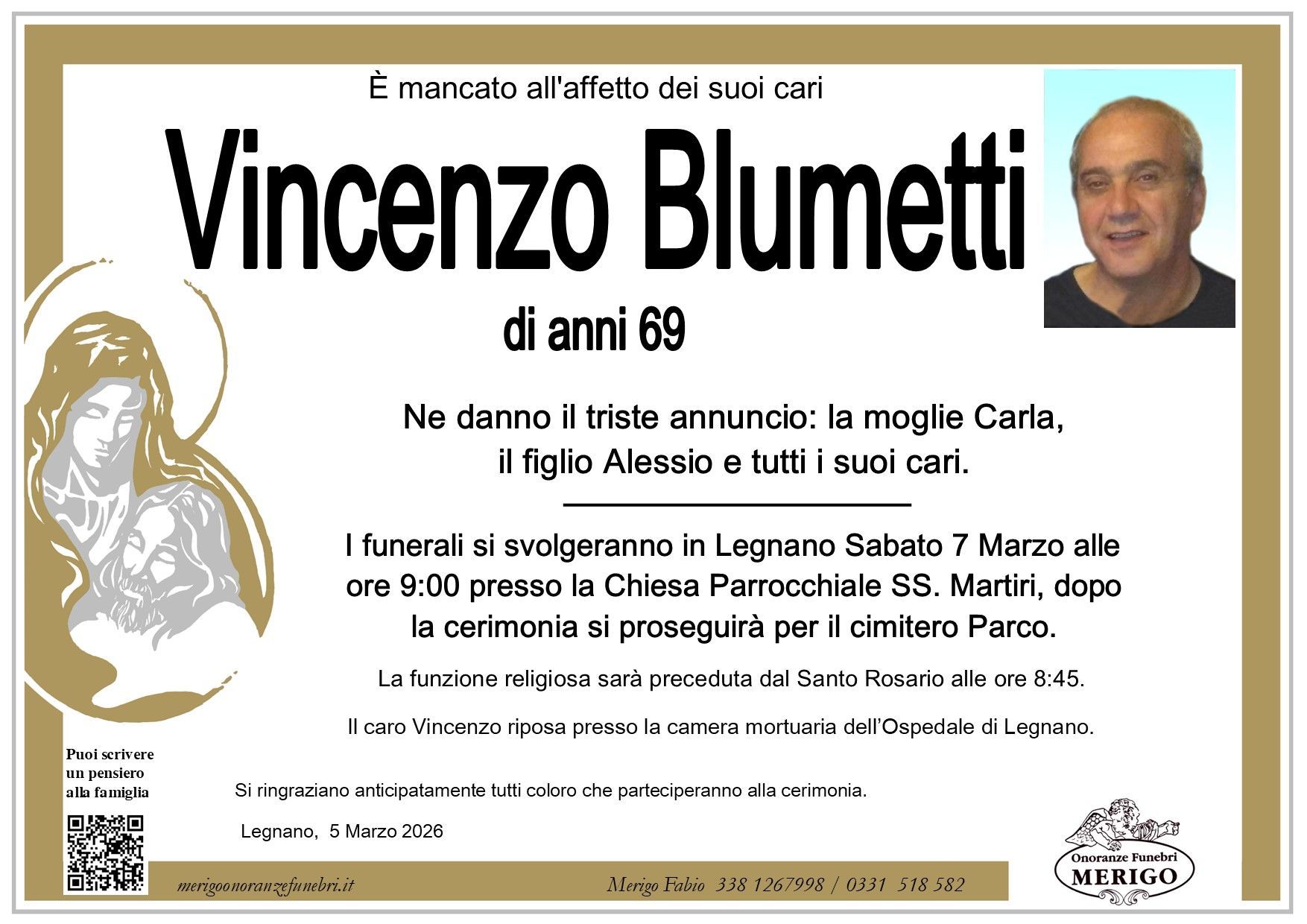 necrologio Vincenzo Blumetti