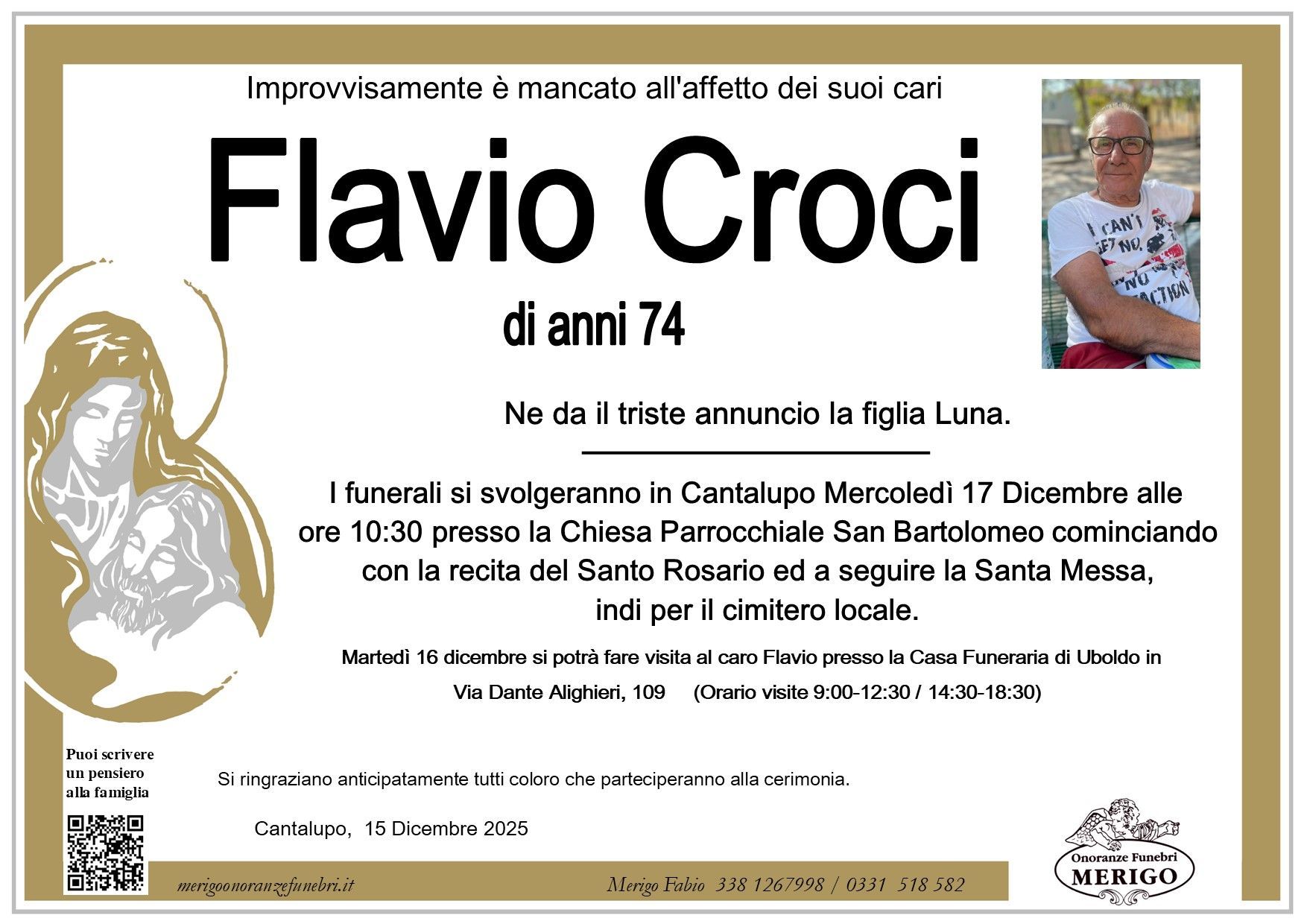 necrologio Flavio Croci