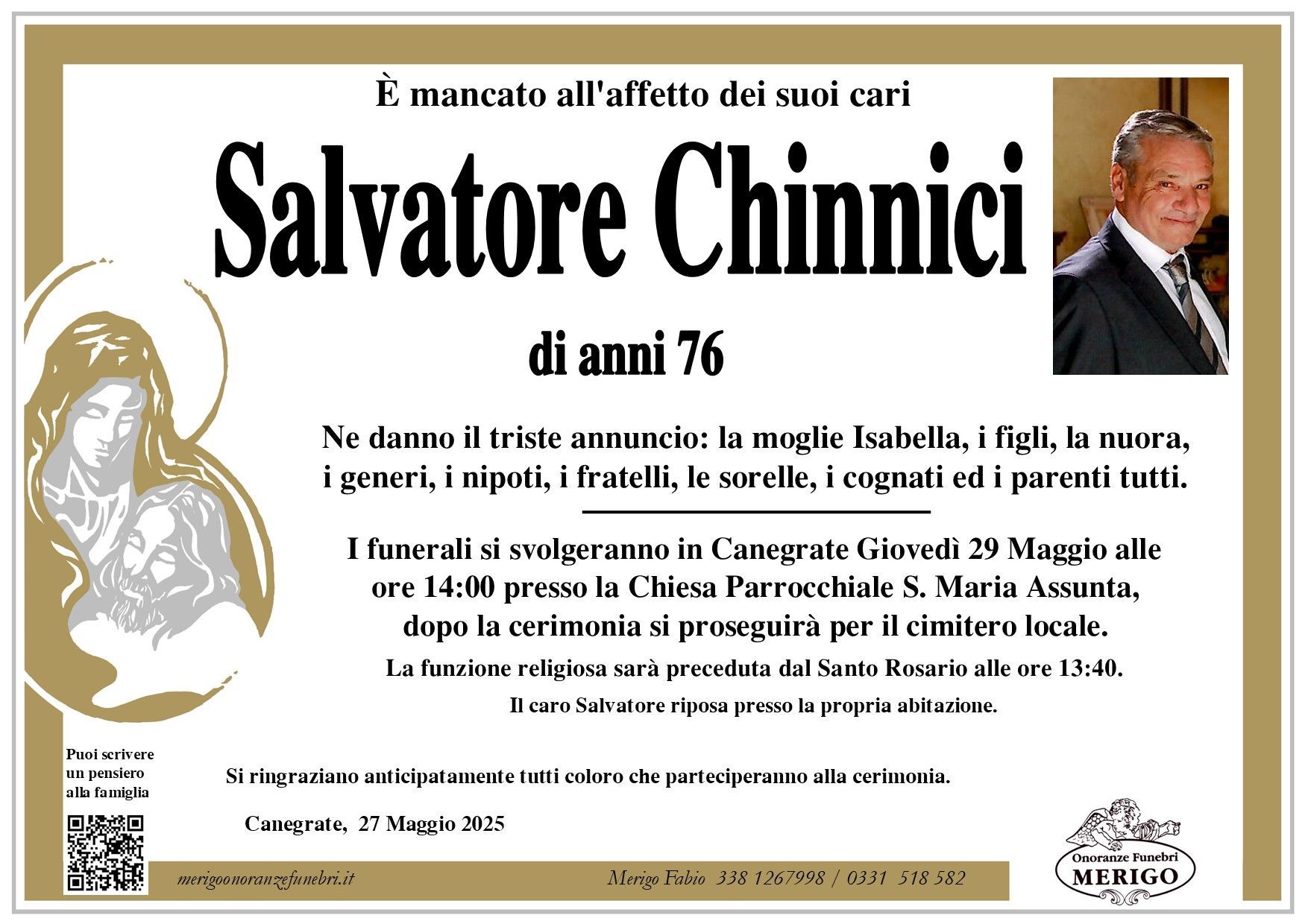 necrologio Salvatore Chinnici