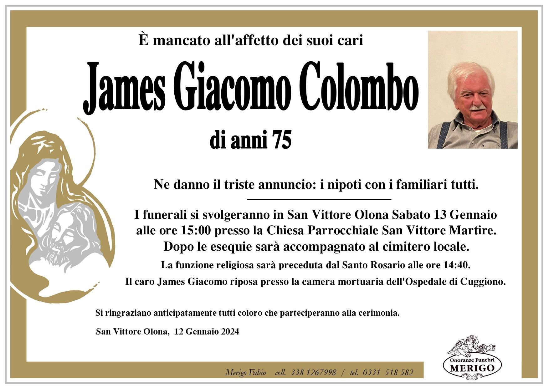 necrologio James Giacomo Colombo