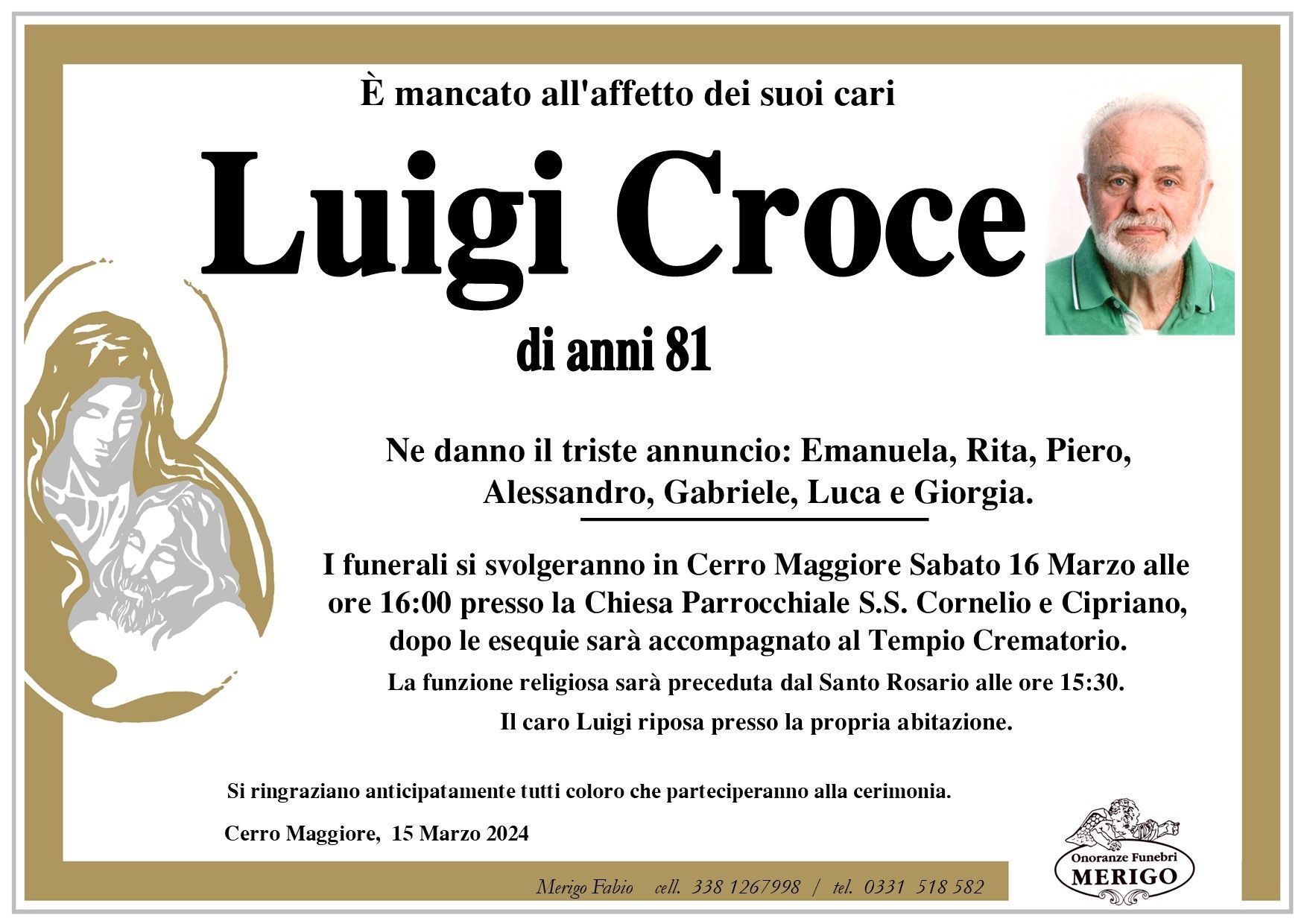 necrologio Luigi Croce