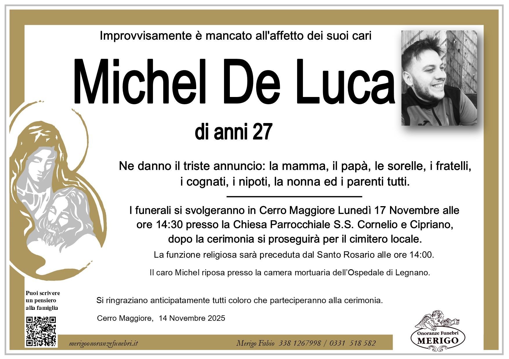 necrologio Michel De Luca