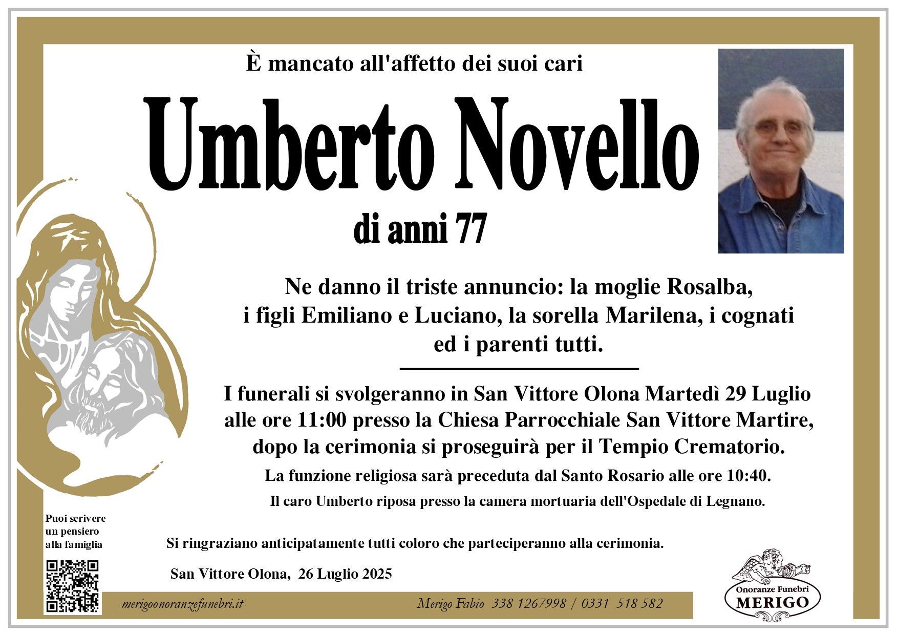 necrologio Umberto Novello 
