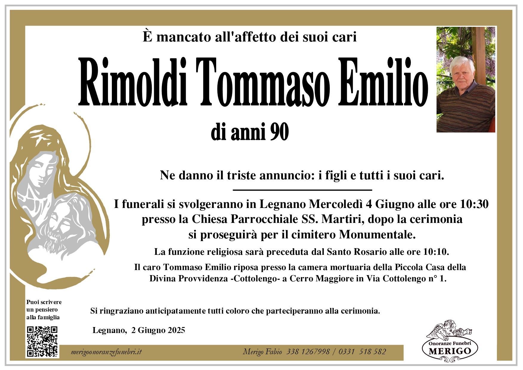 necrologio Rimoldi Tommaso Emilio