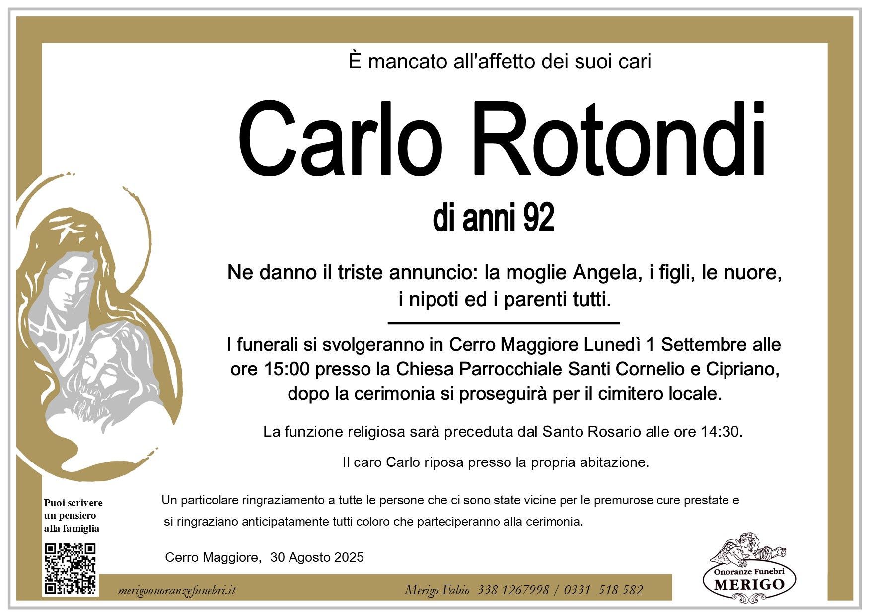necrologio Carlo Rotondi