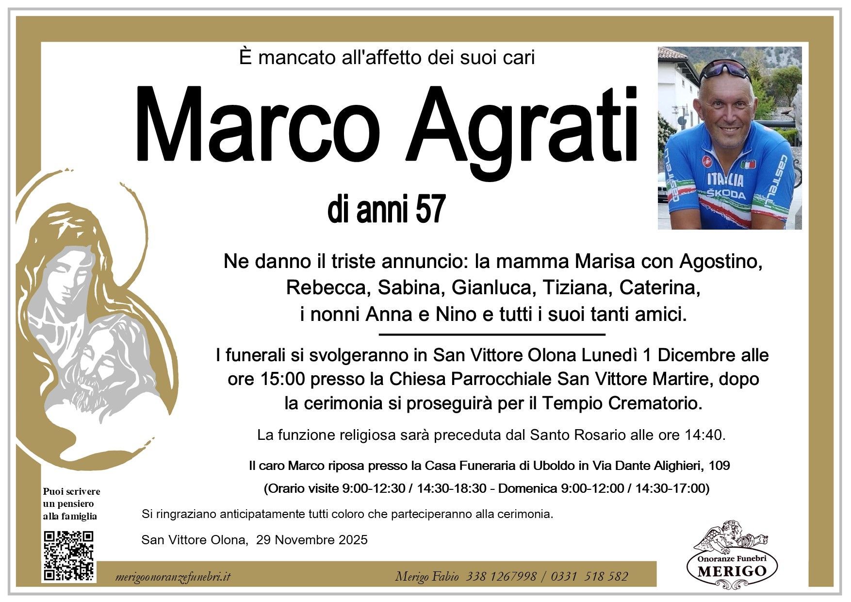 necrologio Marco Agrati