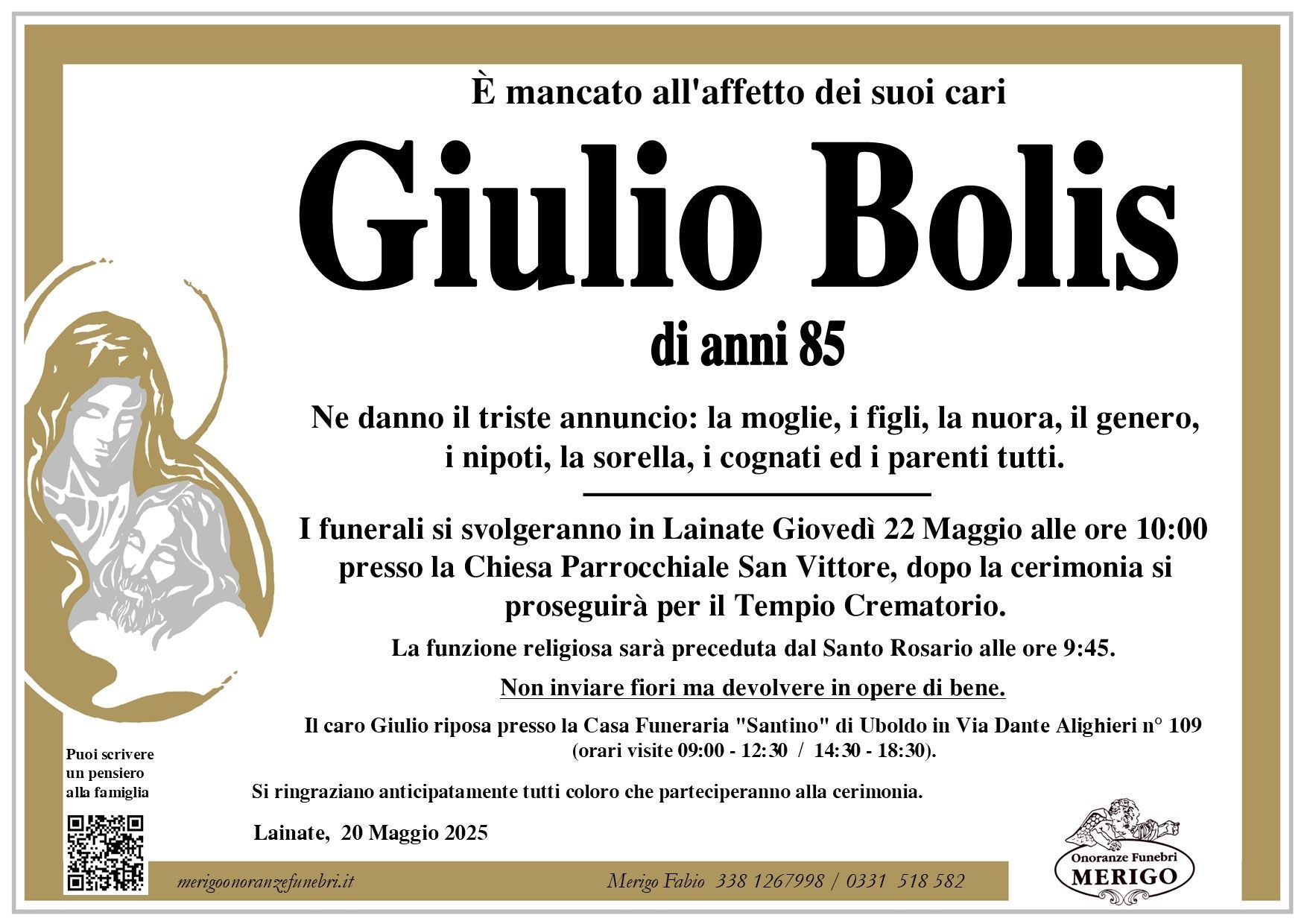 necrologio Giulio Bolis